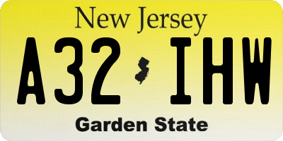 NJ license plate A32IHW