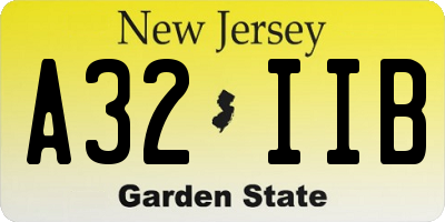 NJ license plate A32IIB