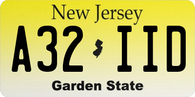 NJ license plate A32IID