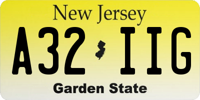 NJ license plate A32IIG