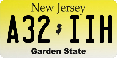 NJ license plate A32IIH