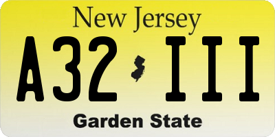 NJ license plate A32III