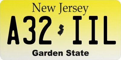 NJ license plate A32IIL