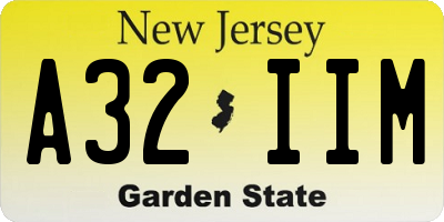 NJ license plate A32IIM