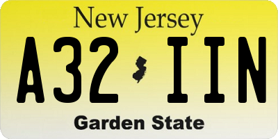 NJ license plate A32IIN