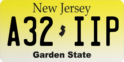 NJ license plate A32IIP