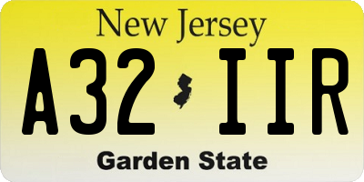 NJ license plate A32IIR