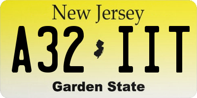 NJ license plate A32IIT