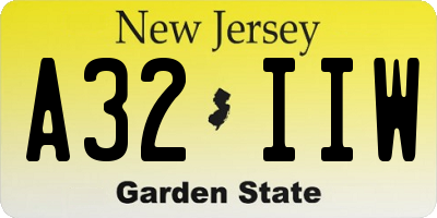 NJ license plate A32IIW