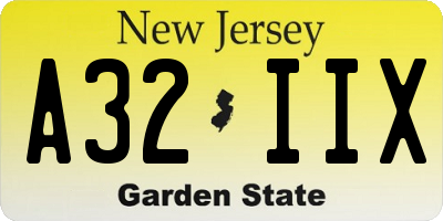 NJ license plate A32IIX