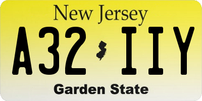 NJ license plate A32IIY
