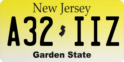 NJ license plate A32IIZ
