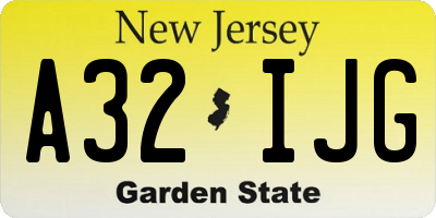 NJ license plate A32IJG