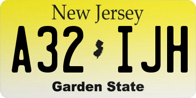 NJ license plate A32IJH