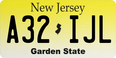 NJ license plate A32IJL