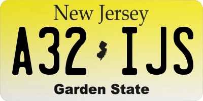 NJ license plate A32IJS