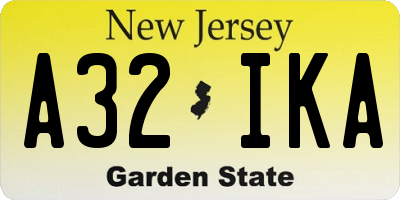 NJ license plate A32IKA