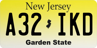 NJ license plate A32IKD
