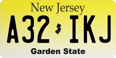 NJ license plate A32IKJ