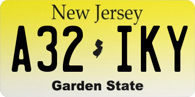 NJ license plate A32IKY