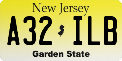 NJ license plate A32ILB