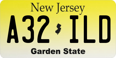NJ license plate A32ILD