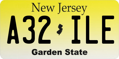 NJ license plate A32ILE