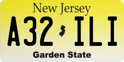 NJ license plate A32ILI