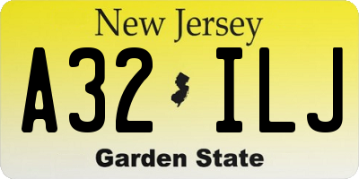 NJ license plate A32ILJ