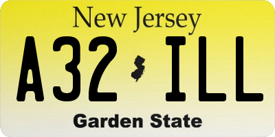NJ license plate A32ILL
