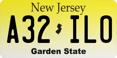 NJ license plate A32ILO
