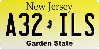 NJ license plate A32ILS