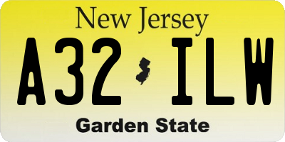 NJ license plate A32ILW