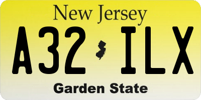 NJ license plate A32ILX