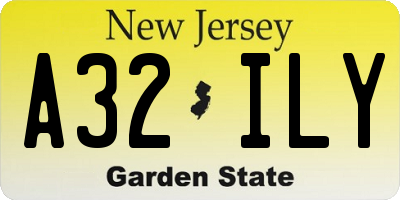 NJ license plate A32ILY