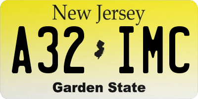 NJ license plate A32IMC