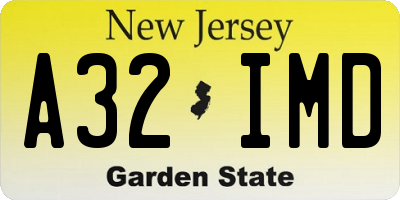 NJ license plate A32IMD