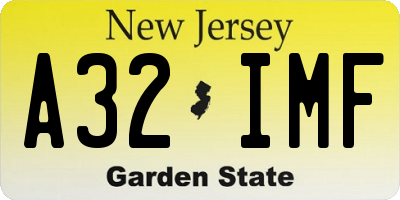 NJ license plate A32IMF