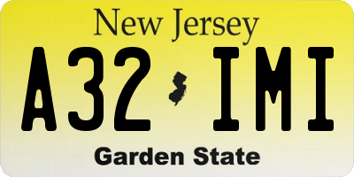 NJ license plate A32IMI