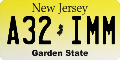 NJ license plate A32IMM