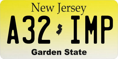NJ license plate A32IMP