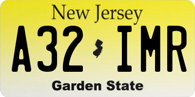 NJ license plate A32IMR