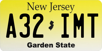 NJ license plate A32IMT