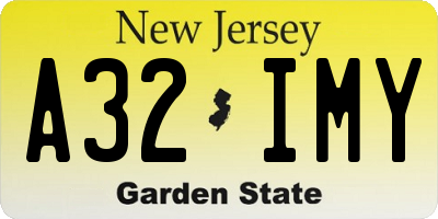 NJ license plate A32IMY