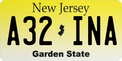 NJ license plate A32INA
