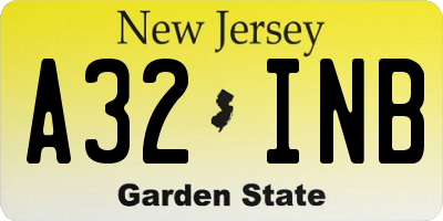 NJ license plate A32INB