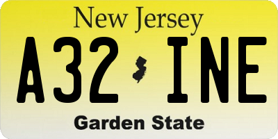 NJ license plate A32INE