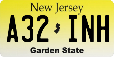 NJ license plate A32INH