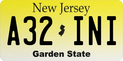 NJ license plate A32INI