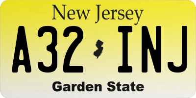 NJ license plate A32INJ